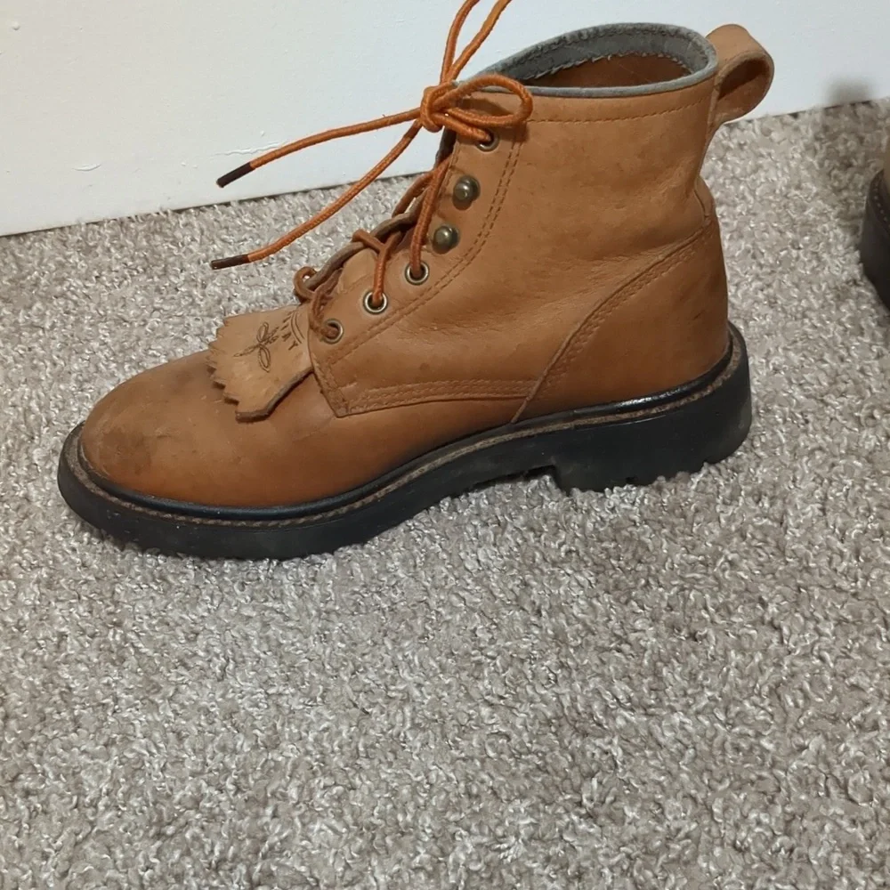 Vintage Ariat Leather Work Lace Up Booties